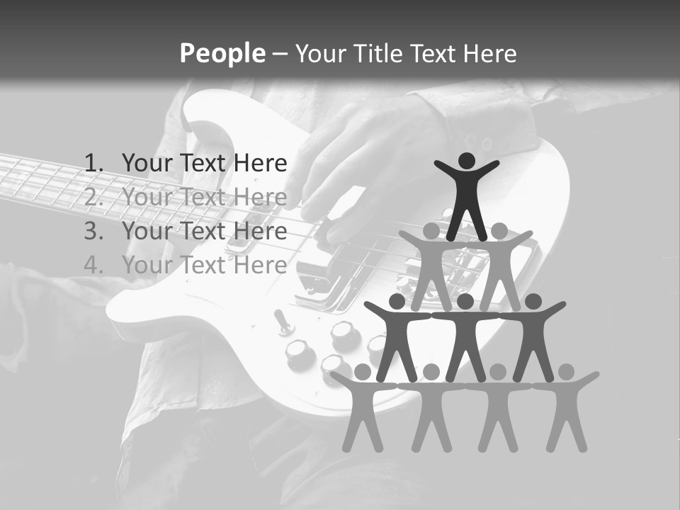 Man Playing Electrical Guitar In Black And White PowerPoint Template