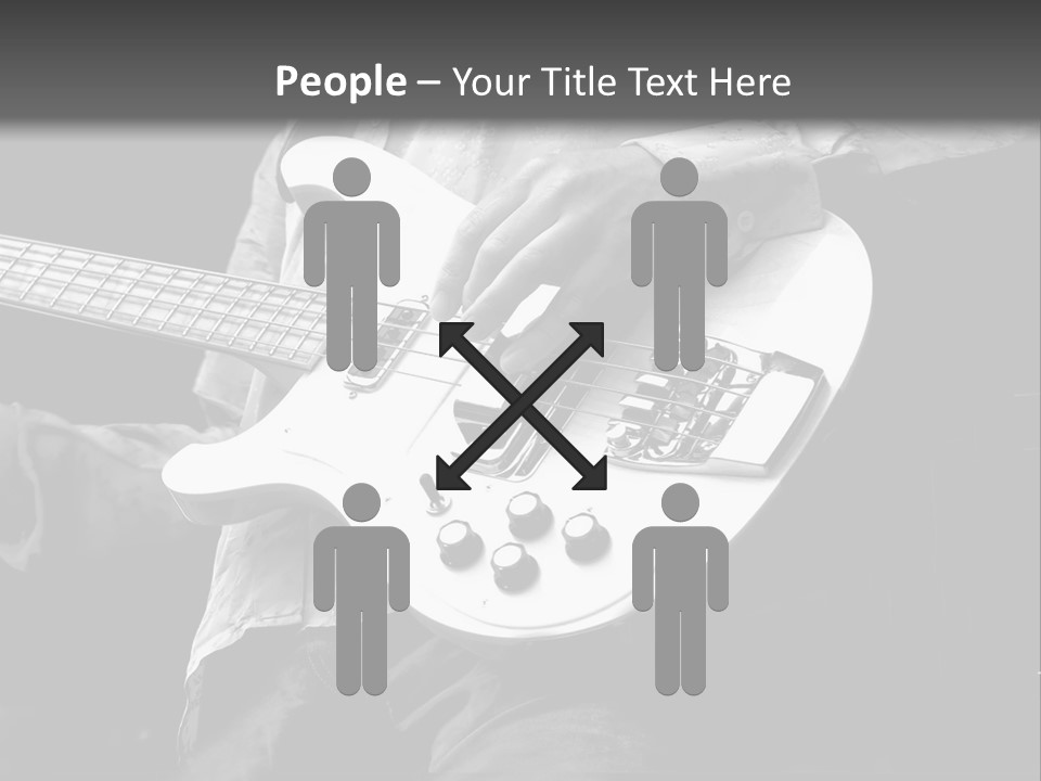 Man Playing Electrical Guitar In Black And White PowerPoint Template