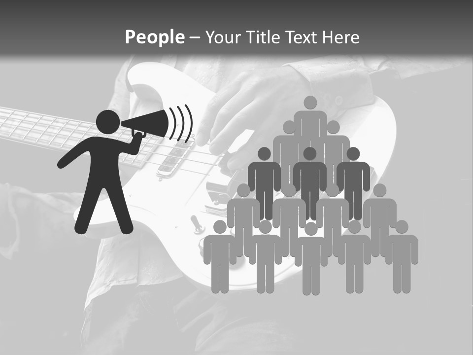 Man Playing Electrical Guitar In Black And White PowerPoint Template