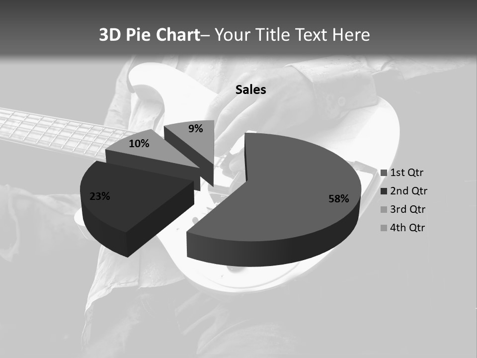 Man Playing Electrical Guitar In Black And White PowerPoint Template