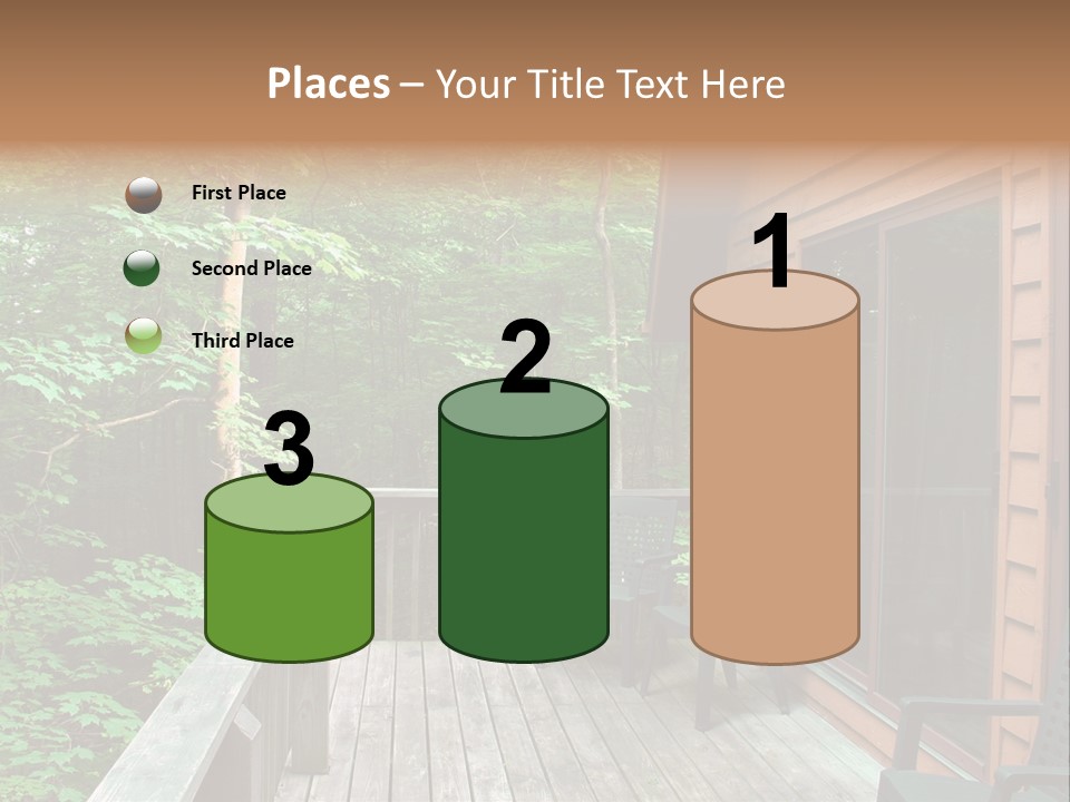 Cabin And Wooden Deck In The Woods PowerPoint Template