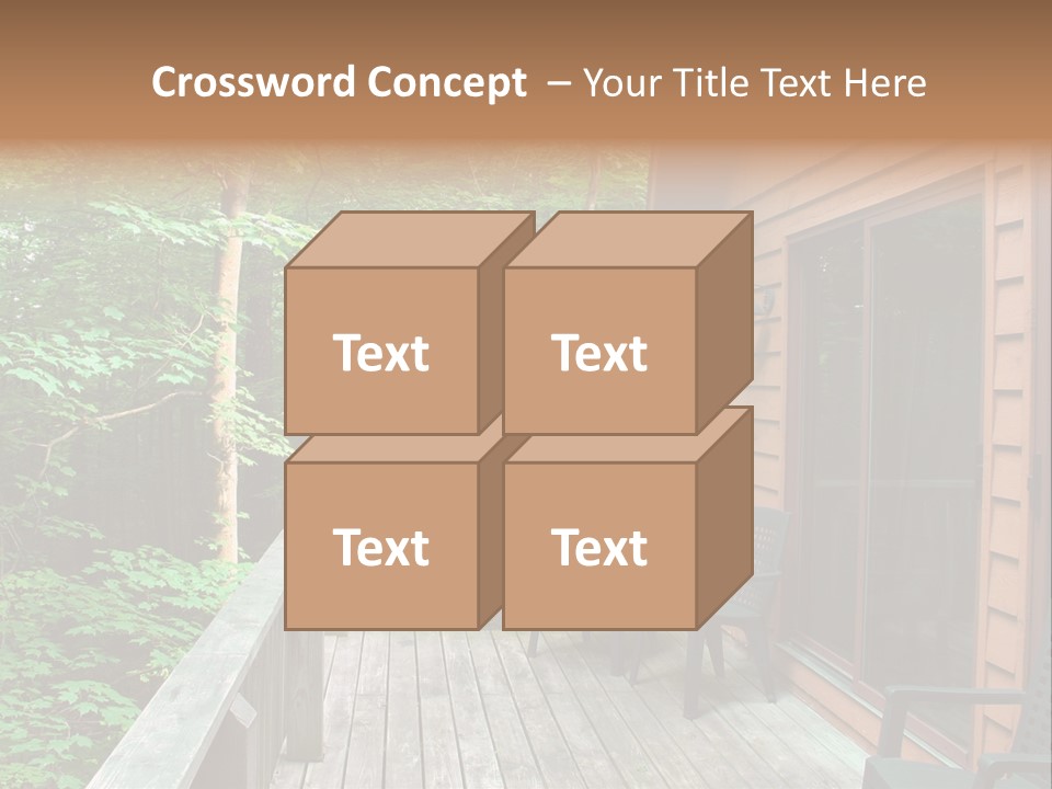Cabin And Wooden Deck In The Woods PowerPoint Template