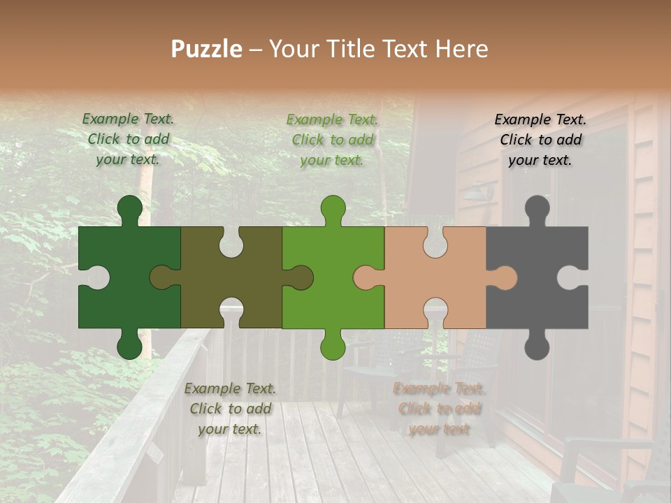 Cabin And Wooden Deck In The Woods PowerPoint Template