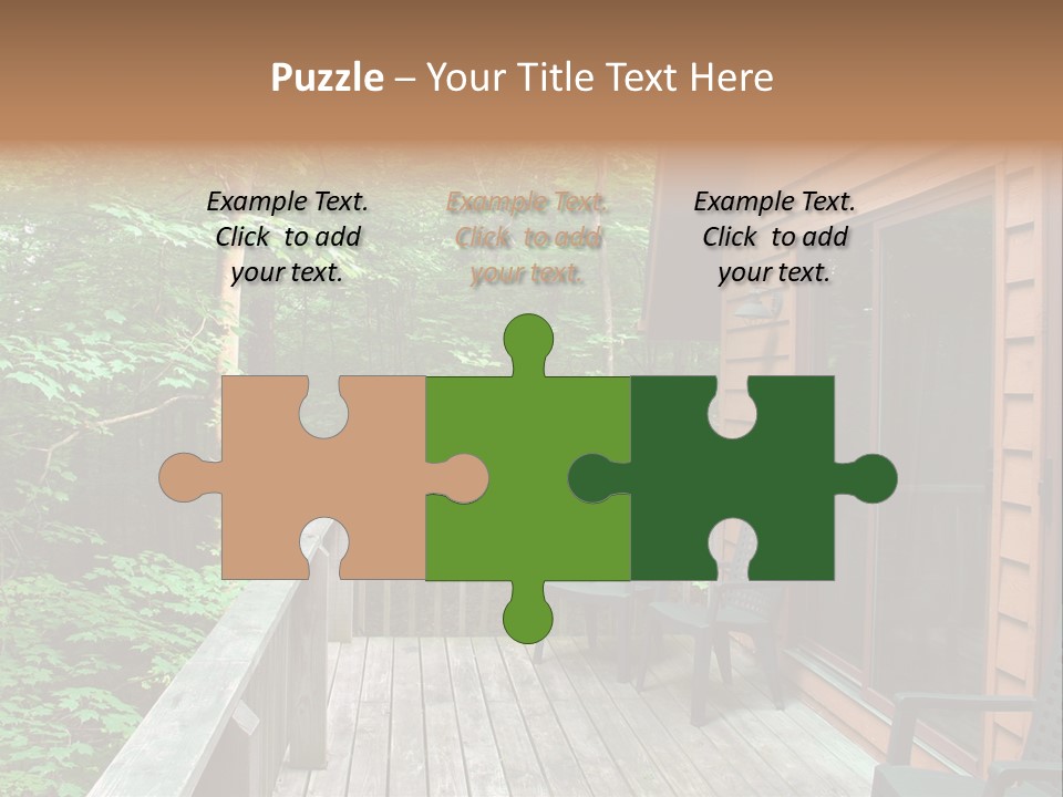 Cabin And Wooden Deck In The Woods PowerPoint Template