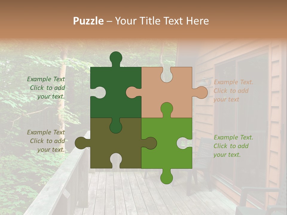 Cabin And Wooden Deck In The Woods PowerPoint Template