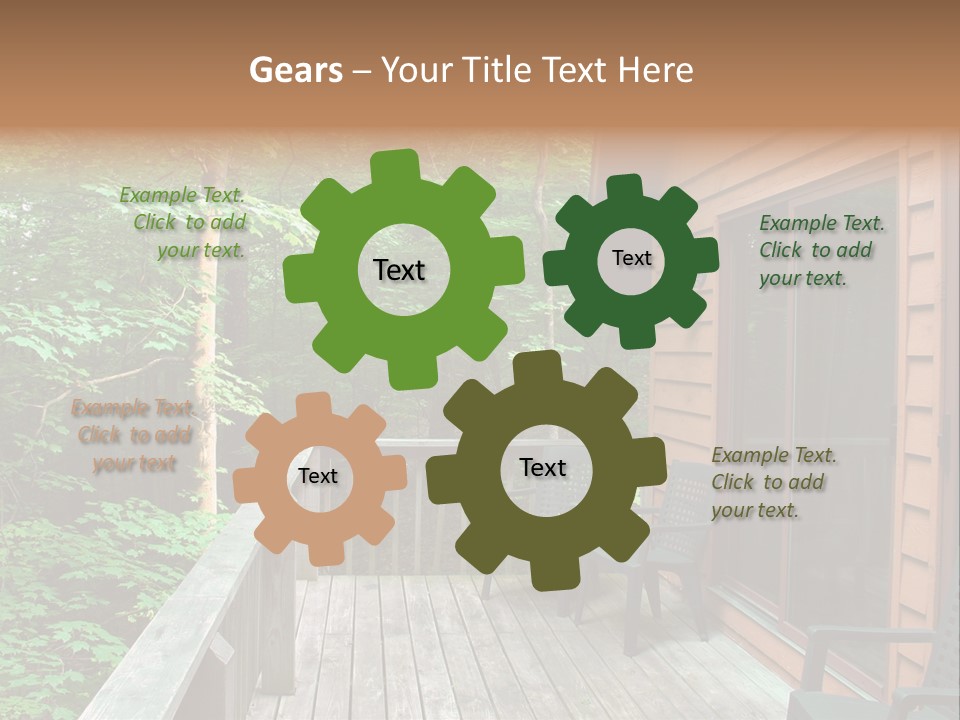 Cabin And Wooden Deck In The Woods PowerPoint Template