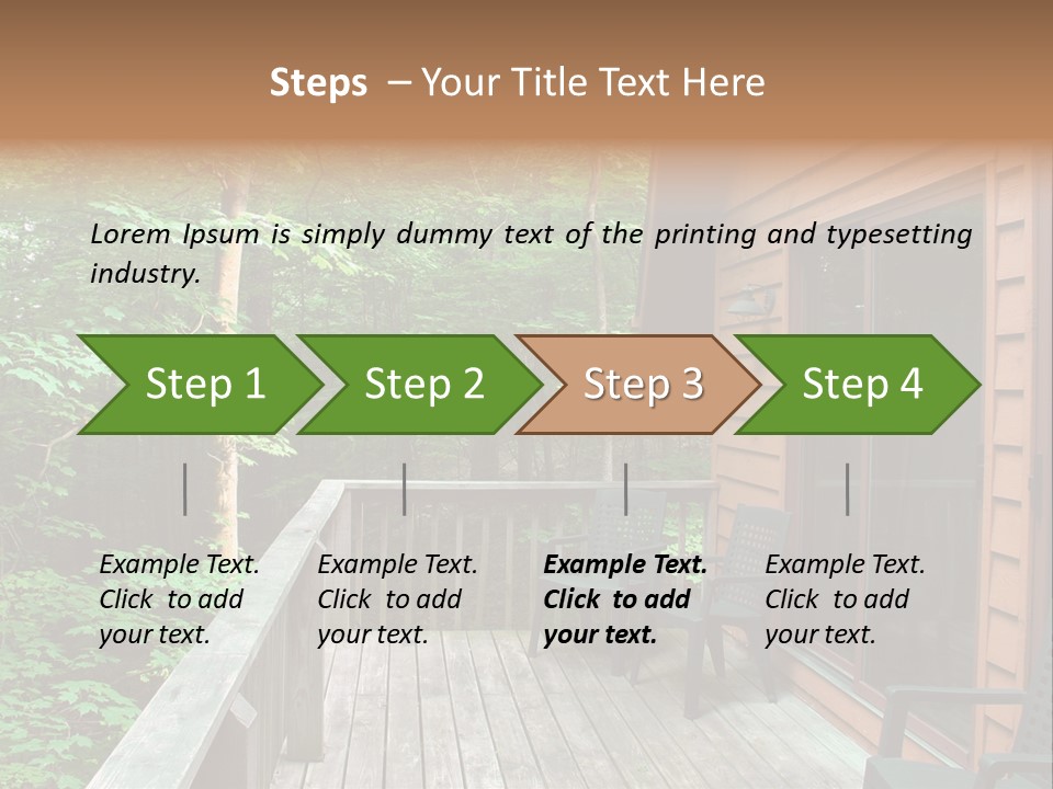 Cabin And Wooden Deck In The Woods PowerPoint Template