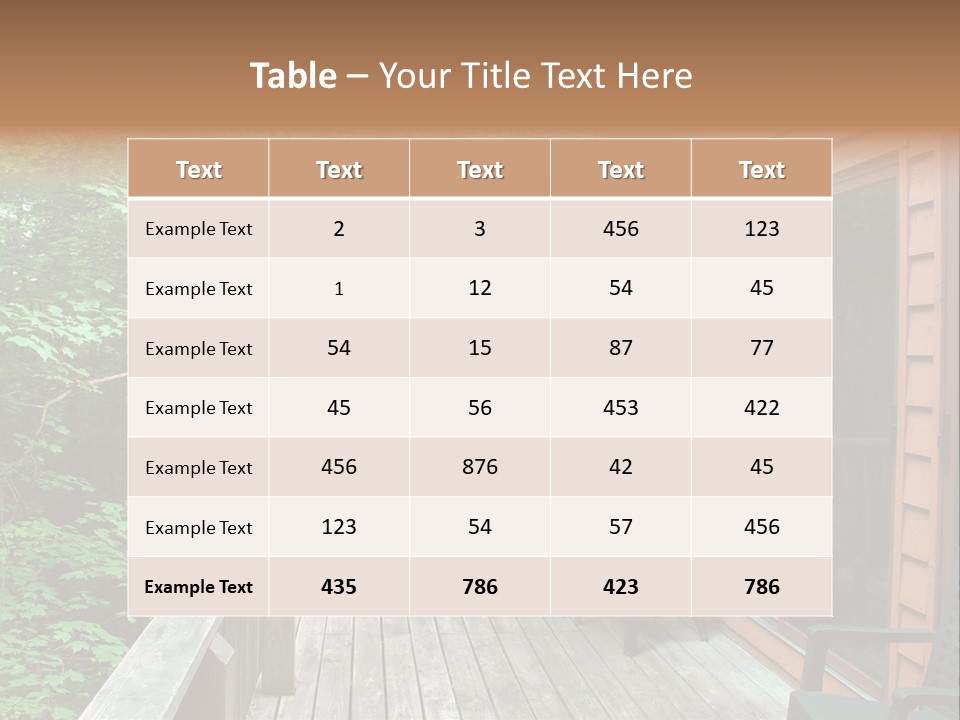 Cabin And Wooden Deck In The Woods PowerPoint Template