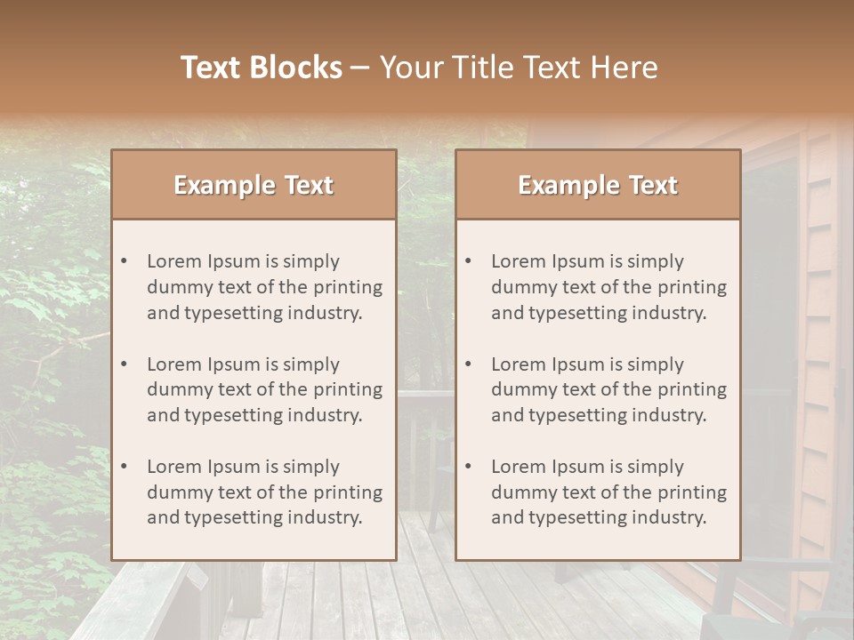 Cabin And Wooden Deck In The Woods PowerPoint Template
