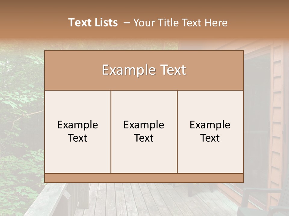 Cabin And Wooden Deck In The Woods PowerPoint Template