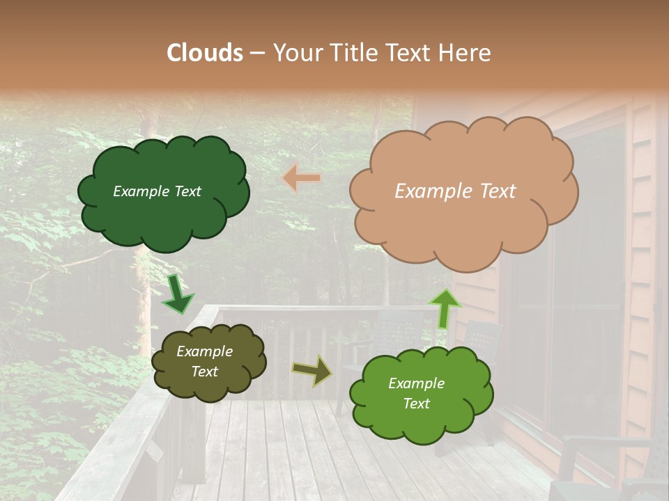 Cabin And Wooden Deck In The Woods PowerPoint Template