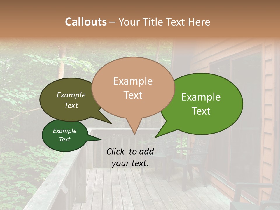 Cabin And Wooden Deck In The Woods PowerPoint Template