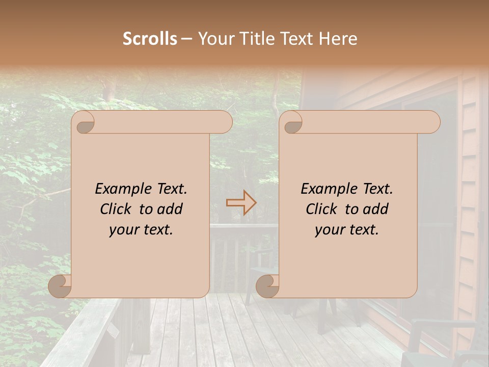 Cabin And Wooden Deck In The Woods PowerPoint Template