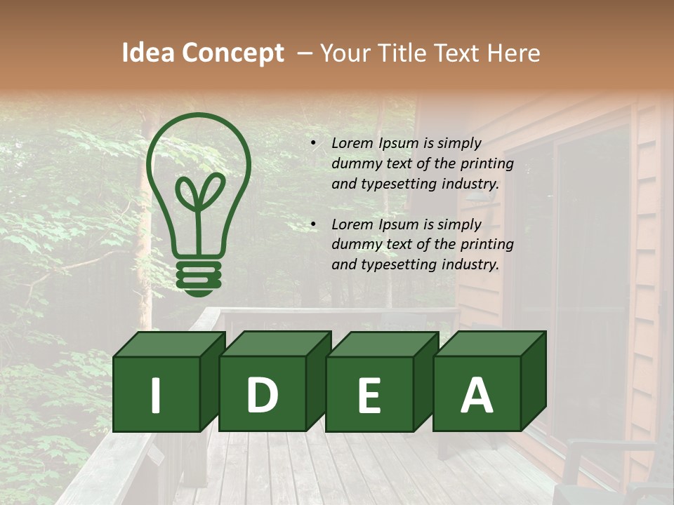 Cabin And Wooden Deck In The Woods PowerPoint Template