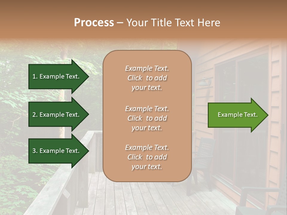 Cabin And Wooden Deck In The Woods PowerPoint Template