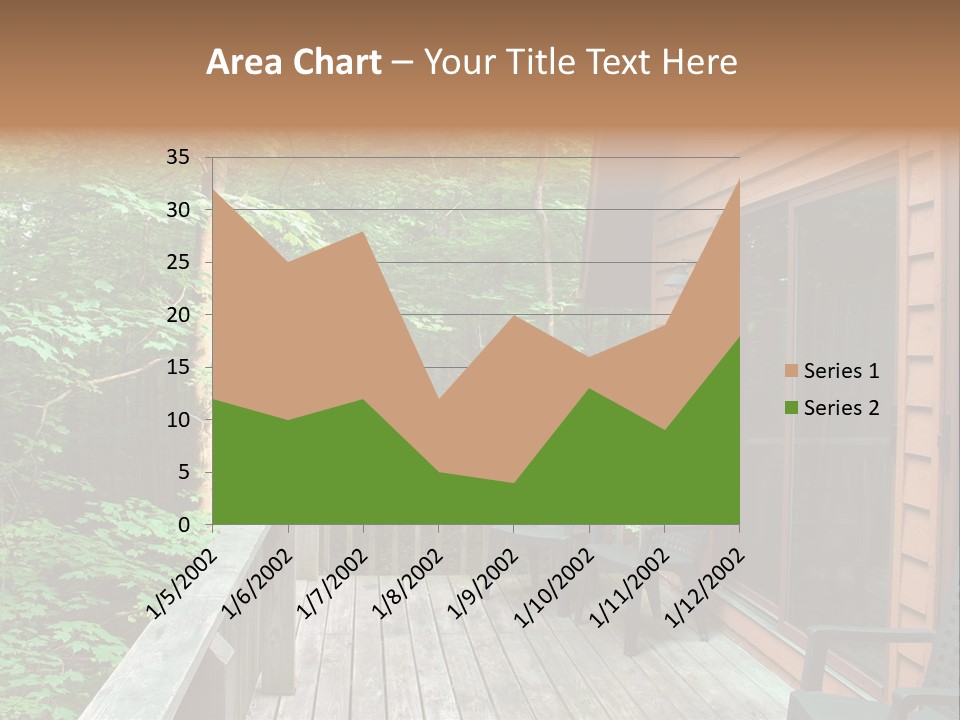 Cabin And Wooden Deck In The Woods PowerPoint Template
