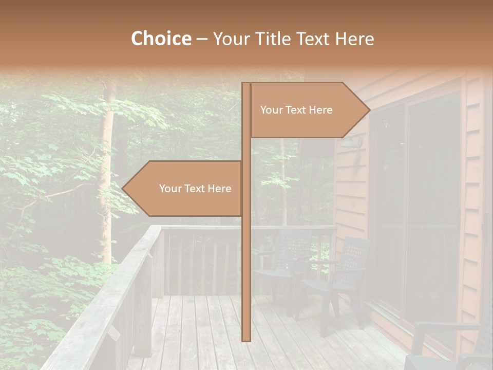 Cabin And Wooden Deck In The Woods PowerPoint Template