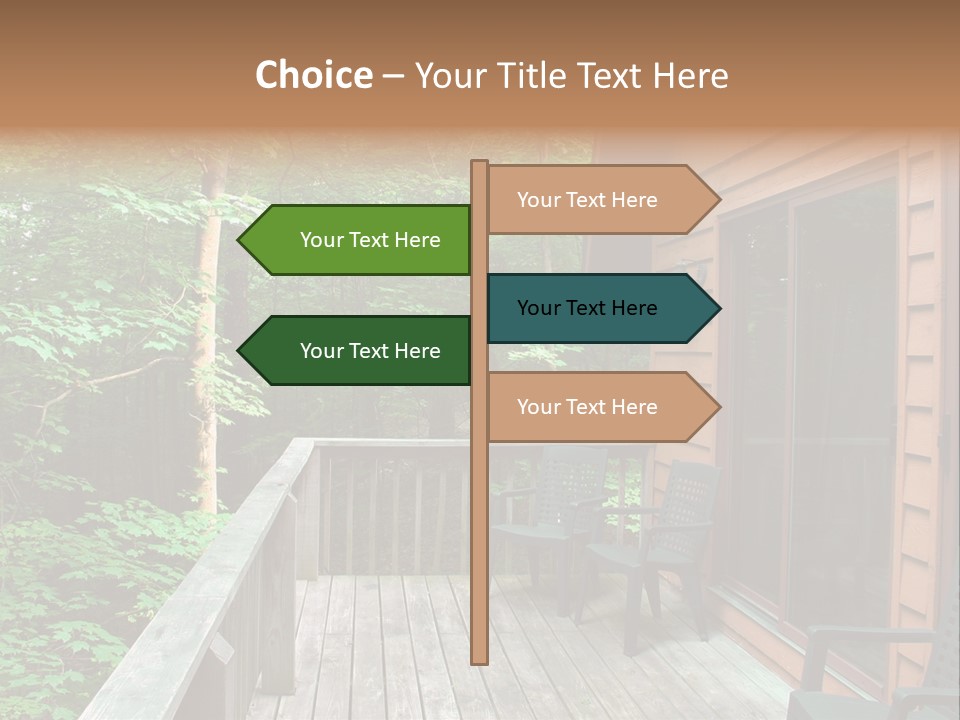 Cabin And Wooden Deck In The Woods PowerPoint Template