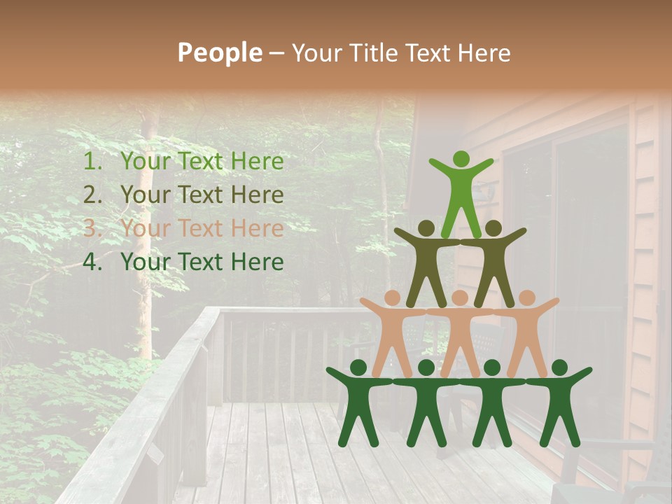 Cabin And Wooden Deck In The Woods PowerPoint Template