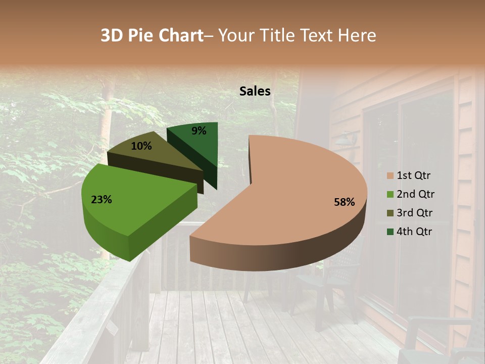 Cabin And Wooden Deck In The Woods PowerPoint Template