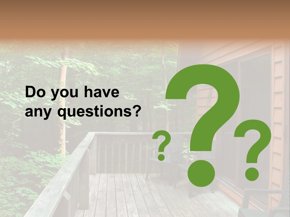 Cabin And Wooden Deck In The Woods PowerPoint Template