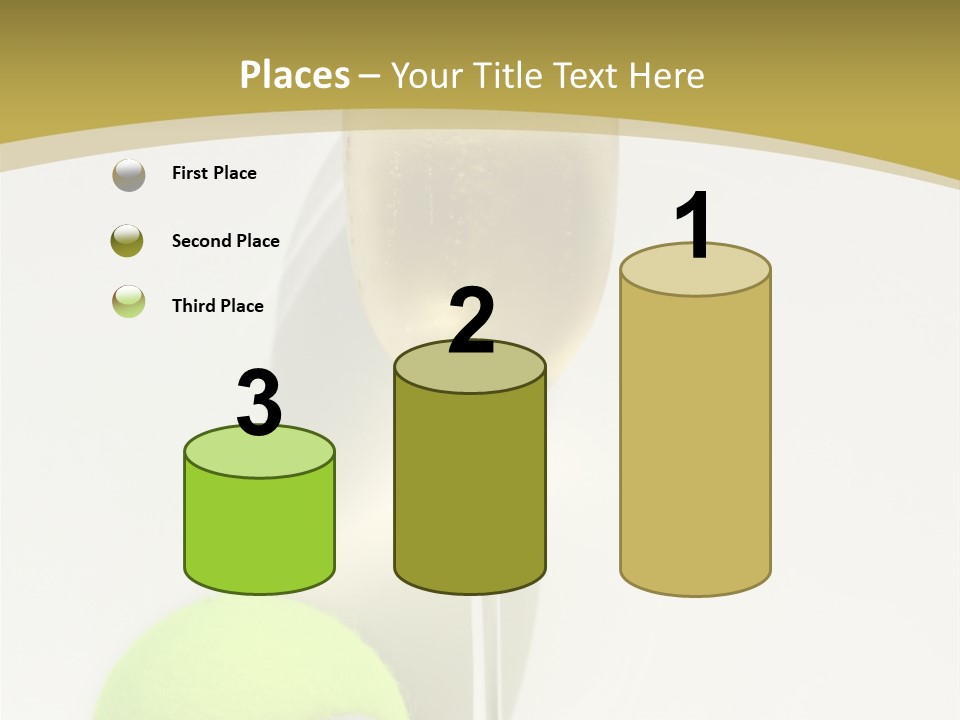 Champagne, Strawberries And Tennis Ball Representing Wimbledon Tennis Tournament PowerPoint Template