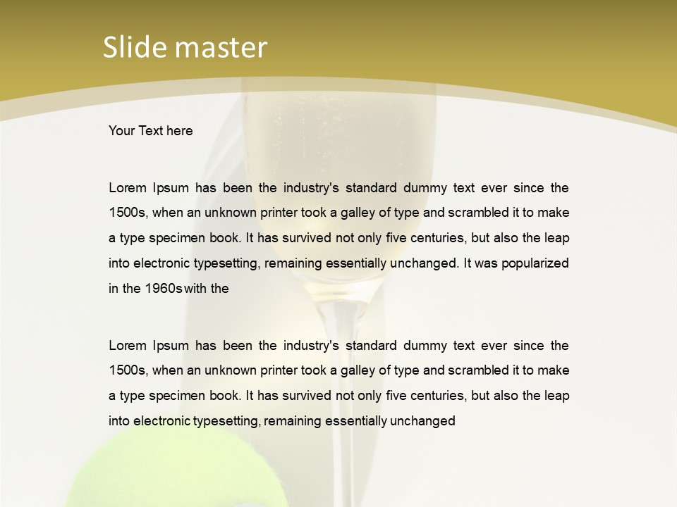 Champagne, Strawberries And Tennis Ball Representing Wimbledon Tennis Tournament PowerPoint Template