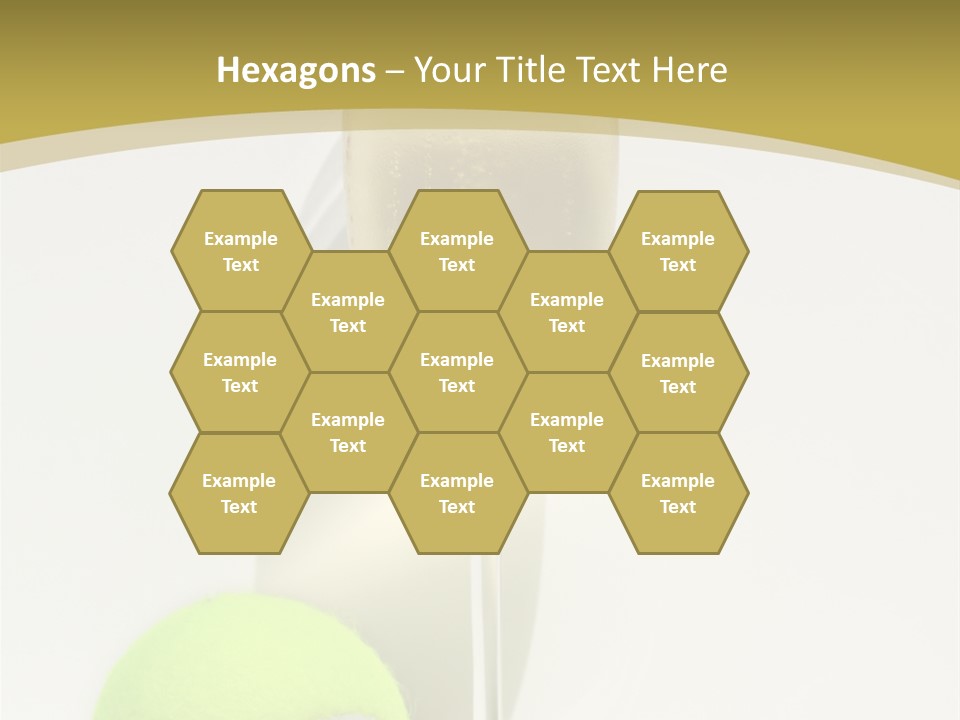 Champagne, Strawberries And Tennis Ball Representing Wimbledon Tennis Tournament PowerPoint Template