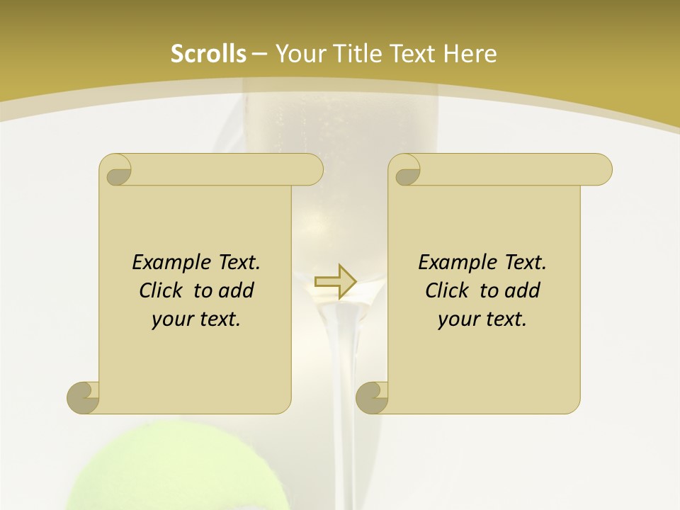 Champagne, Strawberries And Tennis Ball Representing Wimbledon Tennis Tournament PowerPoint Template