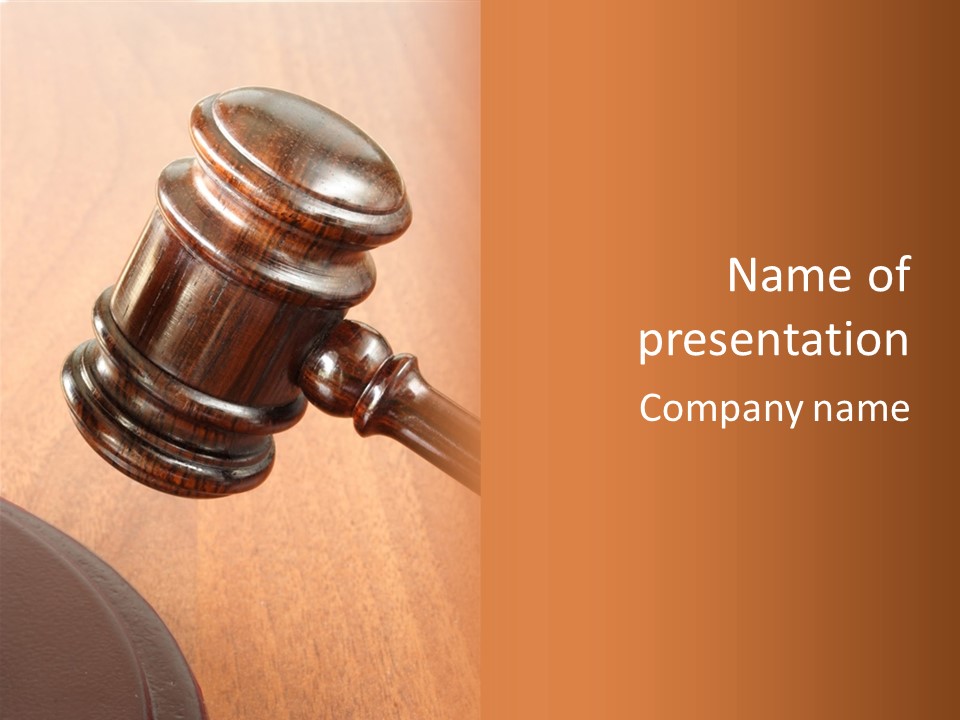Hammer And Gavel In The Courthouse PowerPoint Template