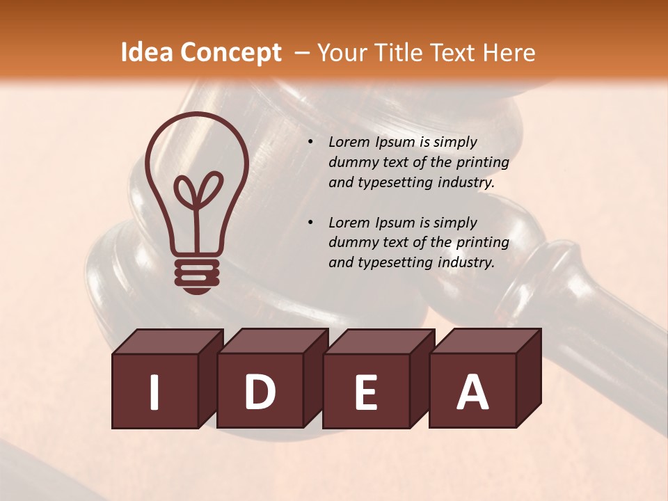 Hammer And Gavel In The Courthouse PowerPoint Template