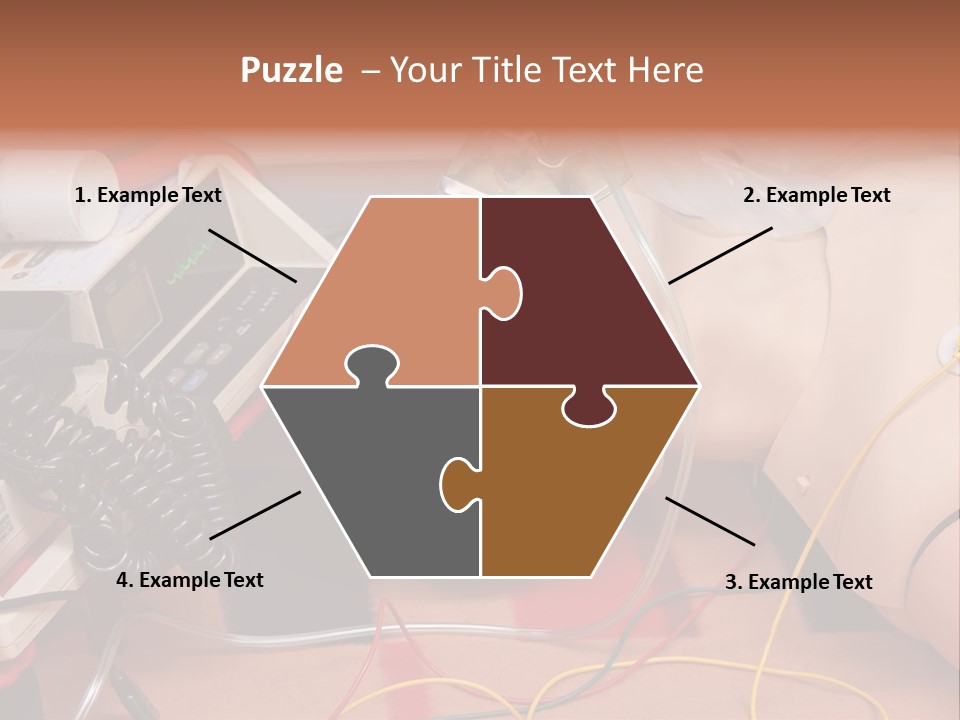 First-Aid Training Dummy With Respiratory Mask And Sensors Connected To Electrocardiograph Unit PowerPoint Template