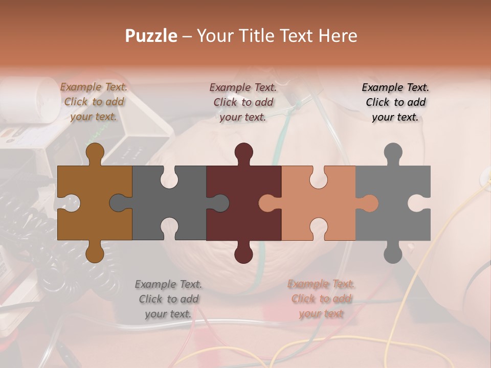First-Aid Training Dummy With Respiratory Mask And Sensors Connected To Electrocardiograph Unit PowerPoint Template