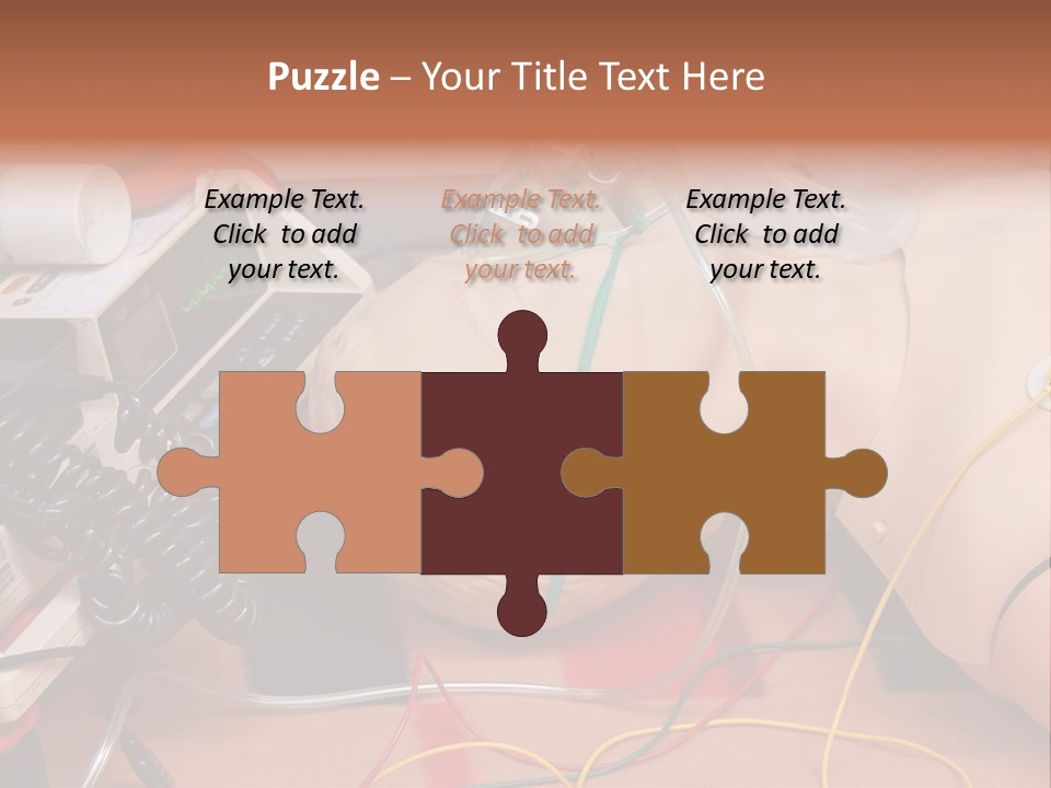 First-Aid Training Dummy With Respiratory Mask And Sensors Connected To Electrocardiograph Unit PowerPoint Template