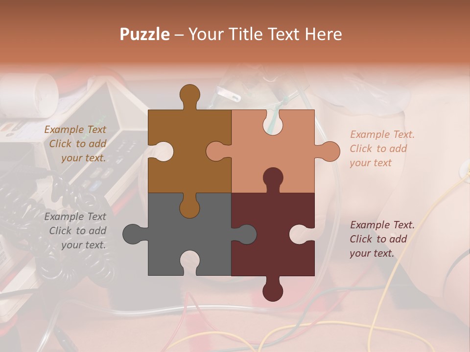 First-Aid Training Dummy With Respiratory Mask And Sensors Connected To Electrocardiograph Unit PowerPoint Template