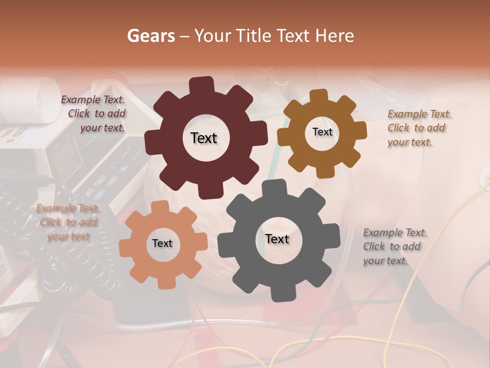First-Aid Training Dummy With Respiratory Mask And Sensors Connected To Electrocardiograph Unit PowerPoint Template