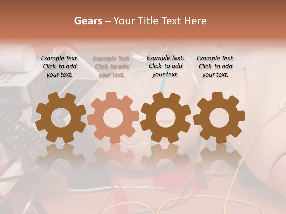 First-Aid Training Dummy With Respiratory Mask And Sensors Connected To Electrocardiograph Unit PowerPoint Template