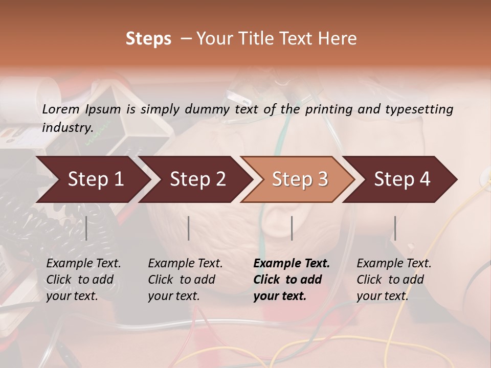 First-Aid Training Dummy With Respiratory Mask And Sensors Connected To Electrocardiograph Unit PowerPoint Template
