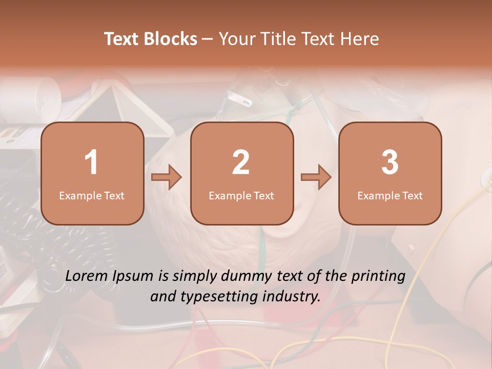 First-Aid Training Dummy With Respiratory Mask And Sensors Connected To Electrocardiograph Unit PowerPoint Template