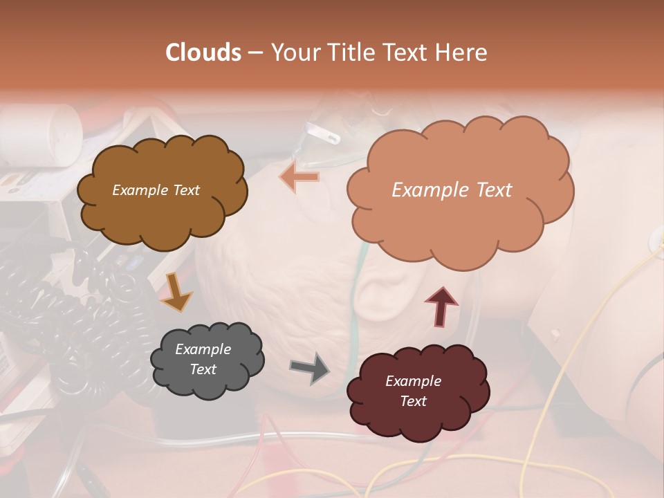 First-Aid Training Dummy With Respiratory Mask And Sensors Connected To Electrocardiograph Unit PowerPoint Template