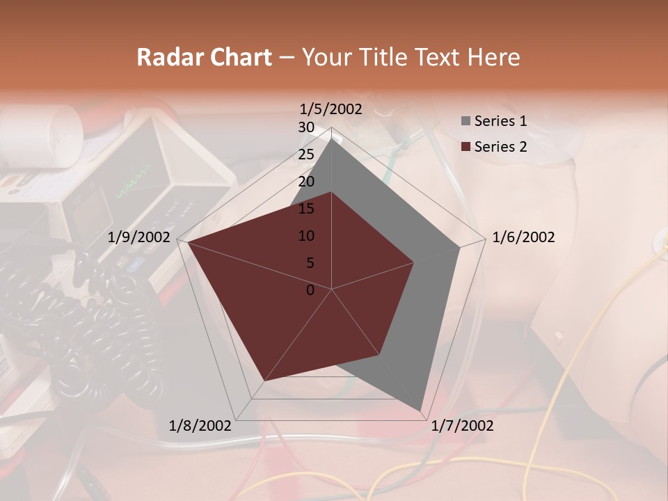 First-Aid Training Dummy With Respiratory Mask And Sensors Connected To Electrocardiograph Unit PowerPoint Template