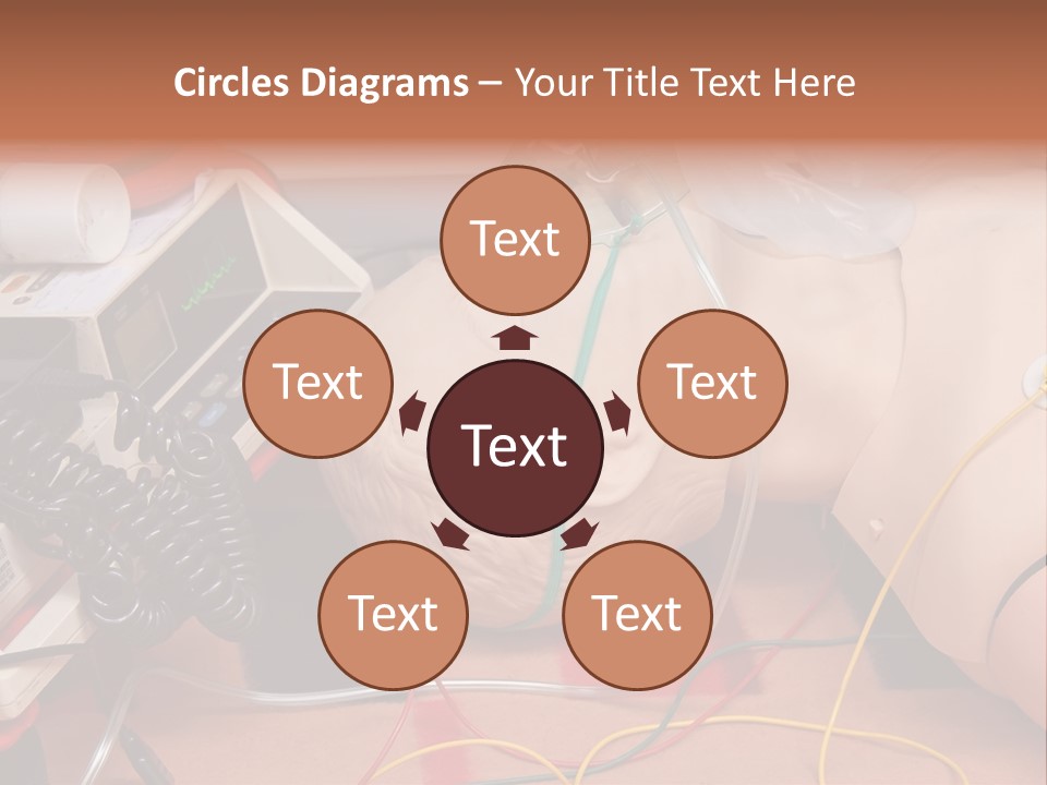 First-Aid Training Dummy With Respiratory Mask And Sensors Connected To Electrocardiograph Unit PowerPoint Template