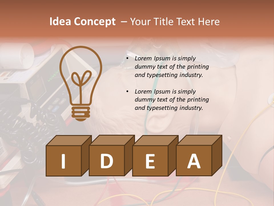 First-Aid Training Dummy With Respiratory Mask And Sensors Connected To Electrocardiograph Unit PowerPoint Template