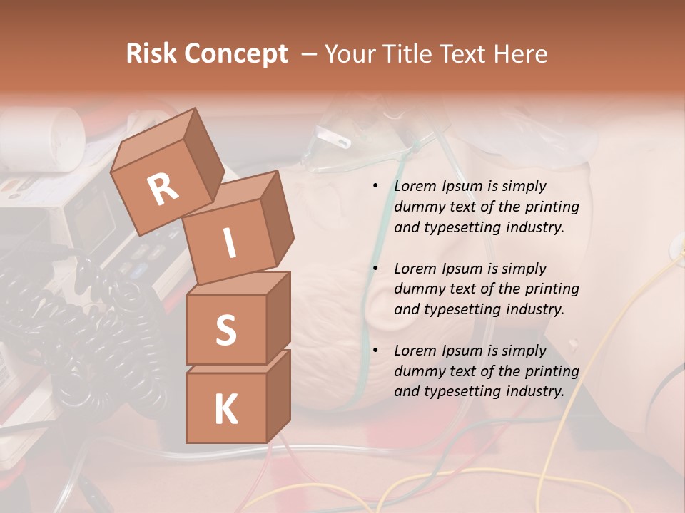 First-Aid Training Dummy With Respiratory Mask And Sensors Connected To Electrocardiograph Unit PowerPoint Template