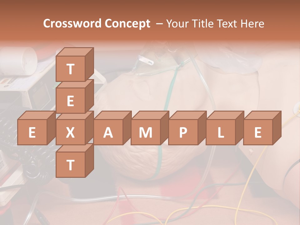 First-Aid Training Dummy With Respiratory Mask And Sensors Connected To Electrocardiograph Unit PowerPoint Template