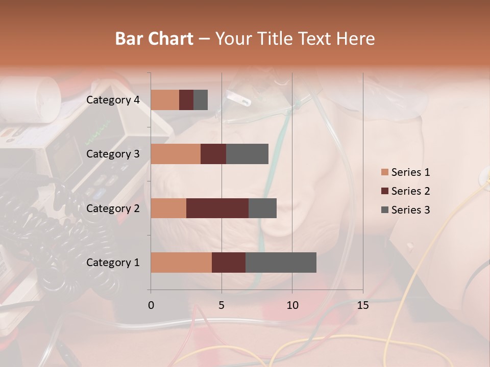 First-Aid Training Dummy With Respiratory Mask And Sensors Connected To Electrocardiograph Unit PowerPoint Template