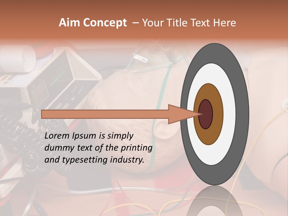 First-Aid Training Dummy With Respiratory Mask And Sensors Connected To Electrocardiograph Unit PowerPoint Template