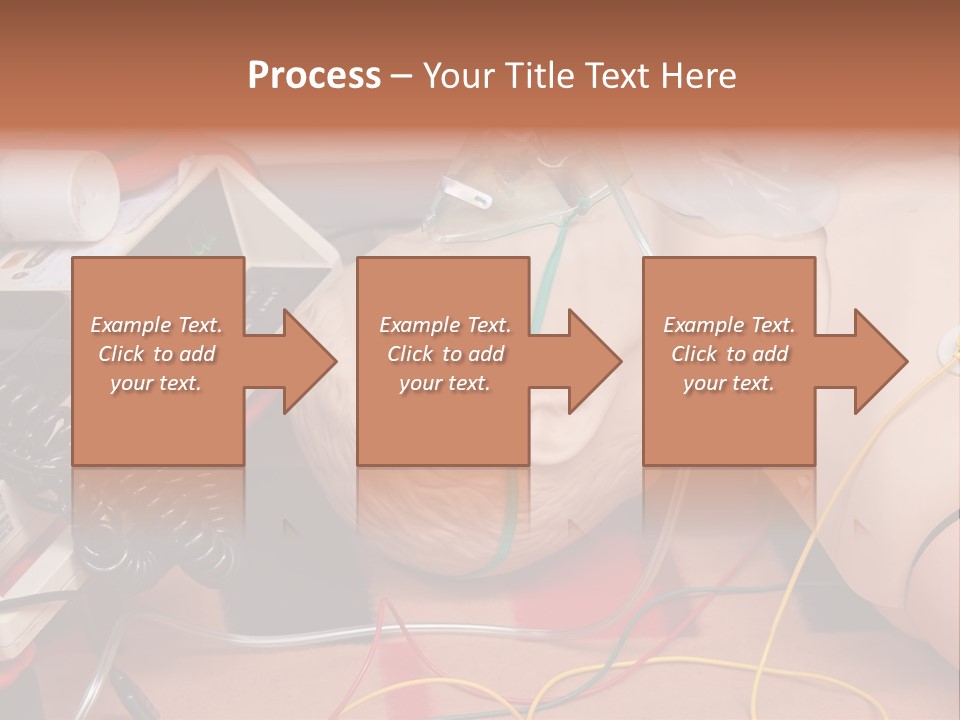 First-Aid Training Dummy With Respiratory Mask And Sensors Connected To Electrocardiograph Unit PowerPoint Template