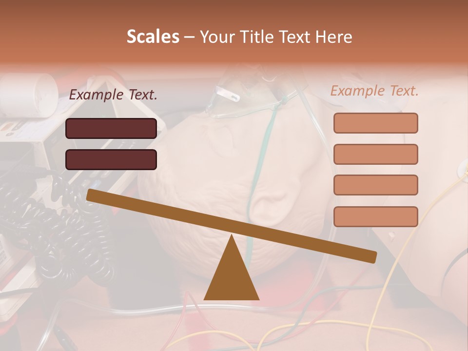 First-Aid Training Dummy With Respiratory Mask And Sensors Connected To Electrocardiograph Unit PowerPoint Template