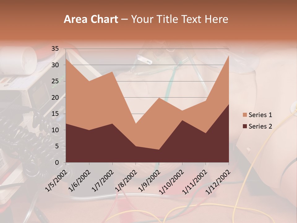 First-Aid Training Dummy With Respiratory Mask And Sensors Connected To Electrocardiograph Unit PowerPoint Template